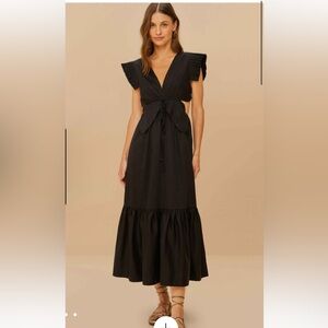 FARM Rio Black Butterfly Midi Dress